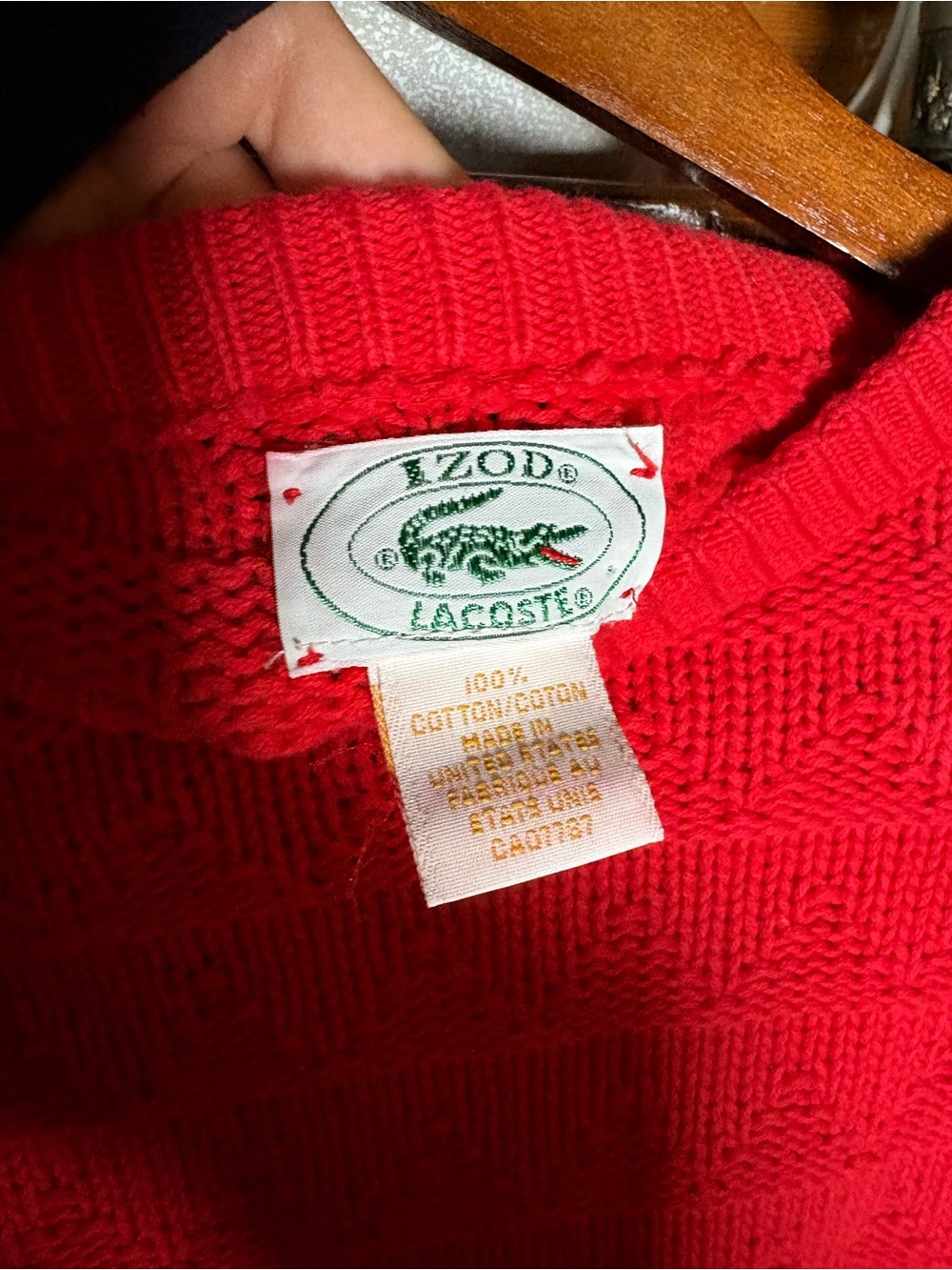 Vintage IZOD Lacoste Red 100% Cotton Textured Knit Sweater